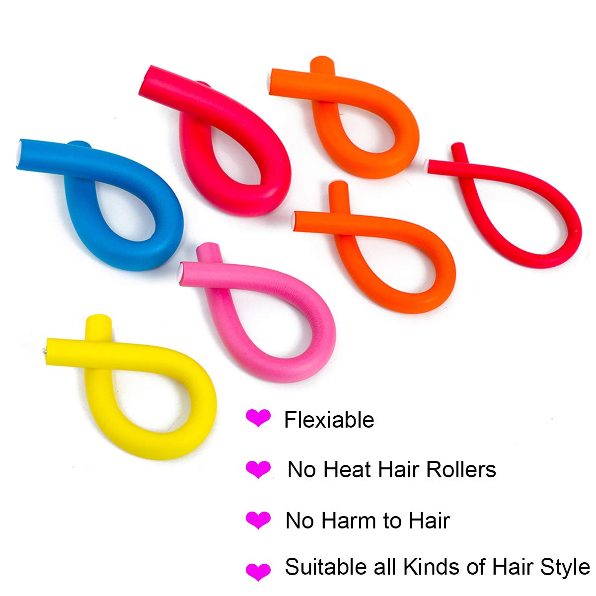3Pack Flexible Curling Hair Rods Soft Foam Hair Rollers Twist-Flex Foam Hair Curlers No Heat Spiral Curlers for Long Medium Short Hair(Diameter 1.0cm,30Rods)