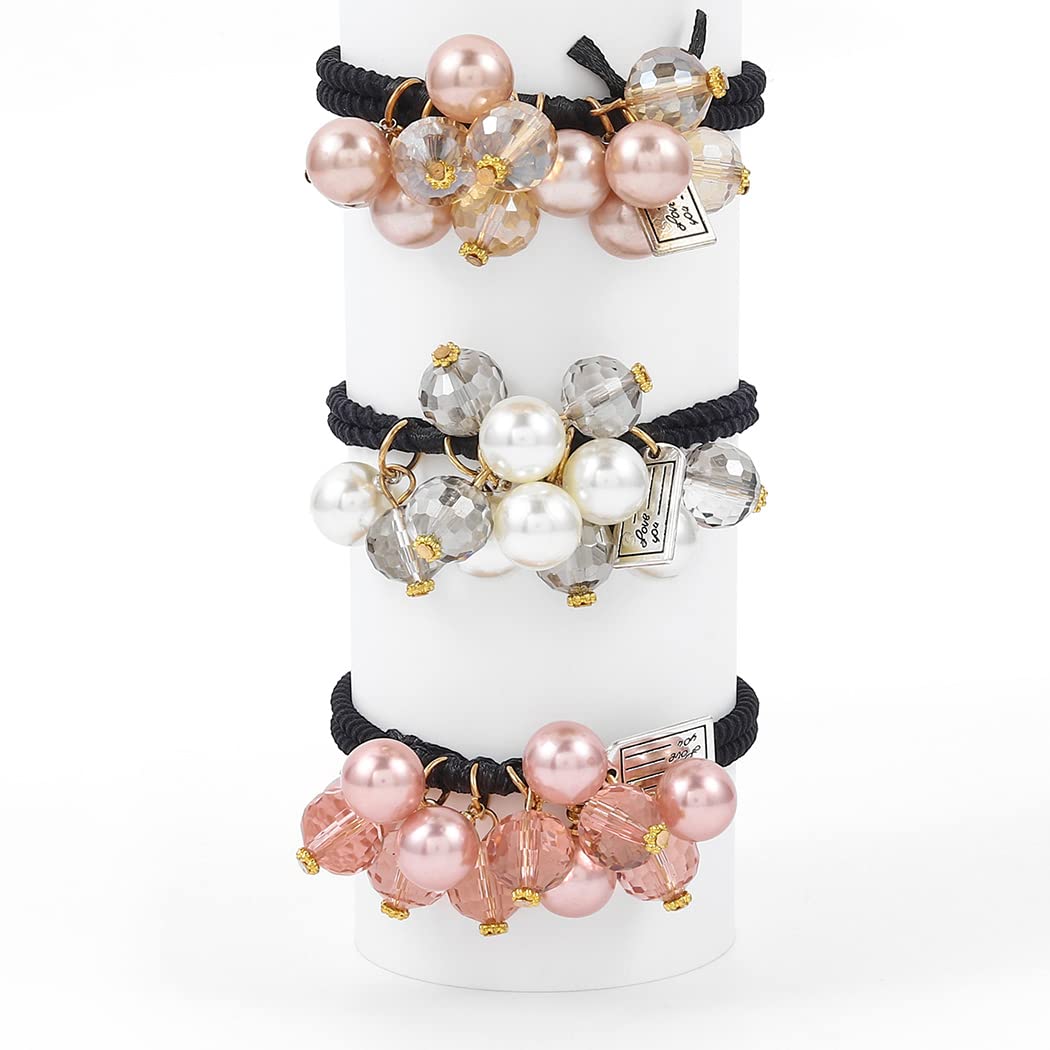 Bohend Rhinestone Ponytail Holders 3 Pcs Stretchy Hair Ties Hair Jewelry Ponytail Hair Accessories for Women and Girls (A)