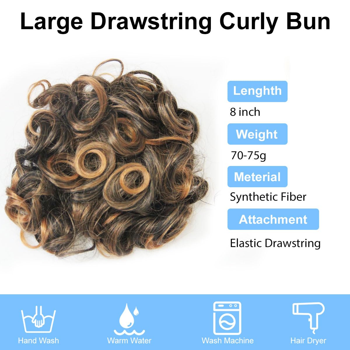 shufang Messy Bun Hair Piece for Women Hair Bun Hair Pieces for Women Elastic Drawstring Loose Curly Bun Hair Piece for Women Short Curly Ponytail Extensions (Pack of 2, 27/613)