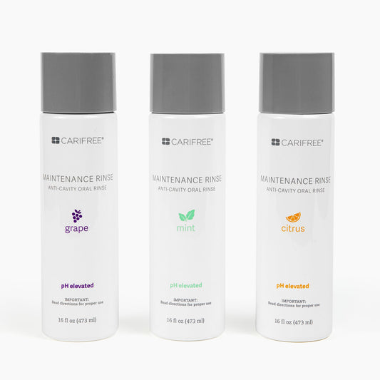 CariFree Maintenance Rinse, Mint, Citrus, and Grape Flavors (Variety Pack of 3) Fluoride Mouthwash | Dentist Recommended Anti-Cavity Oral Care | Neutralizes pH | Freshen Breath | Cavity Prevention