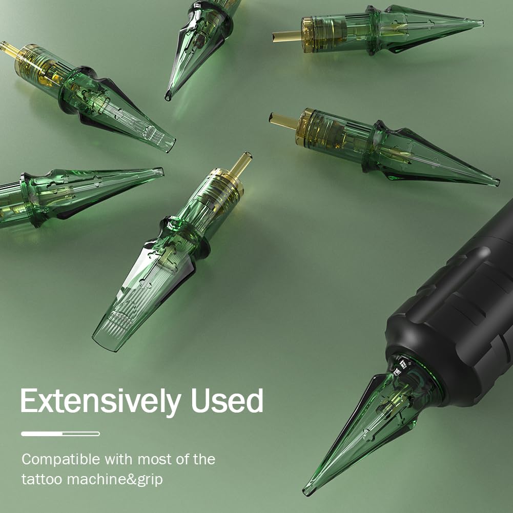 Tattoo Needles,Solong Pro 20Pcs Disposable Tattoo Cartridge Needles 1007 Round Liner X-Taper Needle Cartridges(1007RL) EN01S-20-1007RL-X