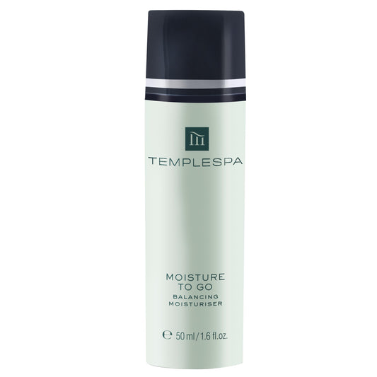 TEMPLESPA | MOISTURE TO GO | Balancing Moisturizer for Combination Skin, Vitamins, Absorbs Excess Oil, Rehydrates Dry Patches, Natural Ingredients, Cruelty-Free, Vegetarian, 1.6 fl.oz.