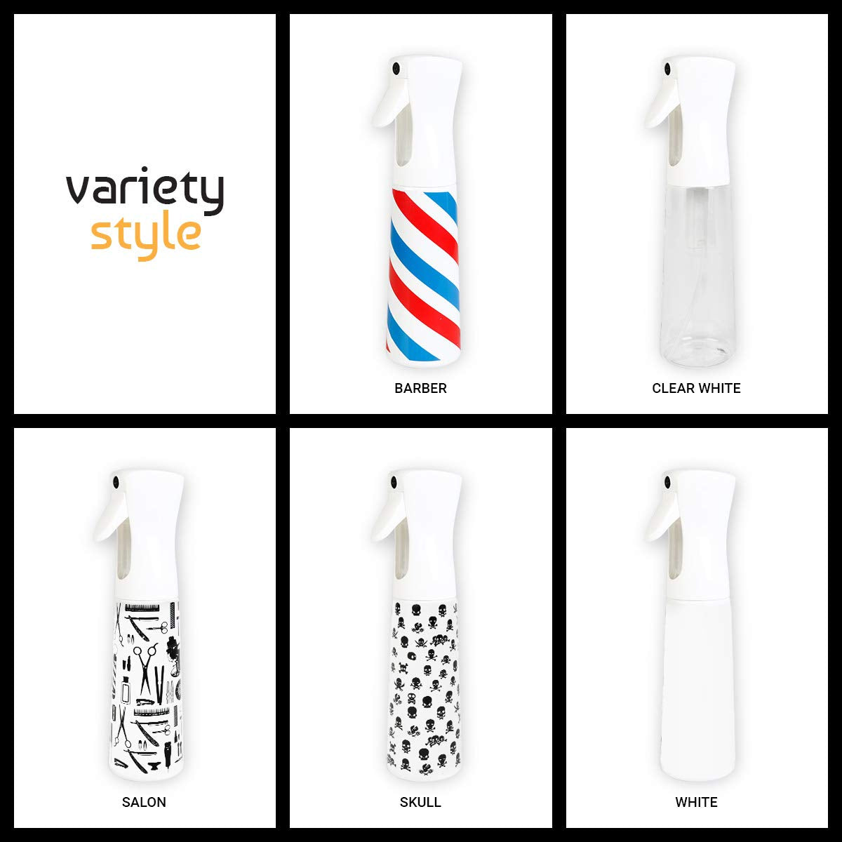 STUDIO LIMITED Hair Spray Bottle 10 oz, Continous Water Mister Spray Bottle, Refillable Fine Mist Spray Bottle for Hair Styling, Gardening, Cleaning (Salon)