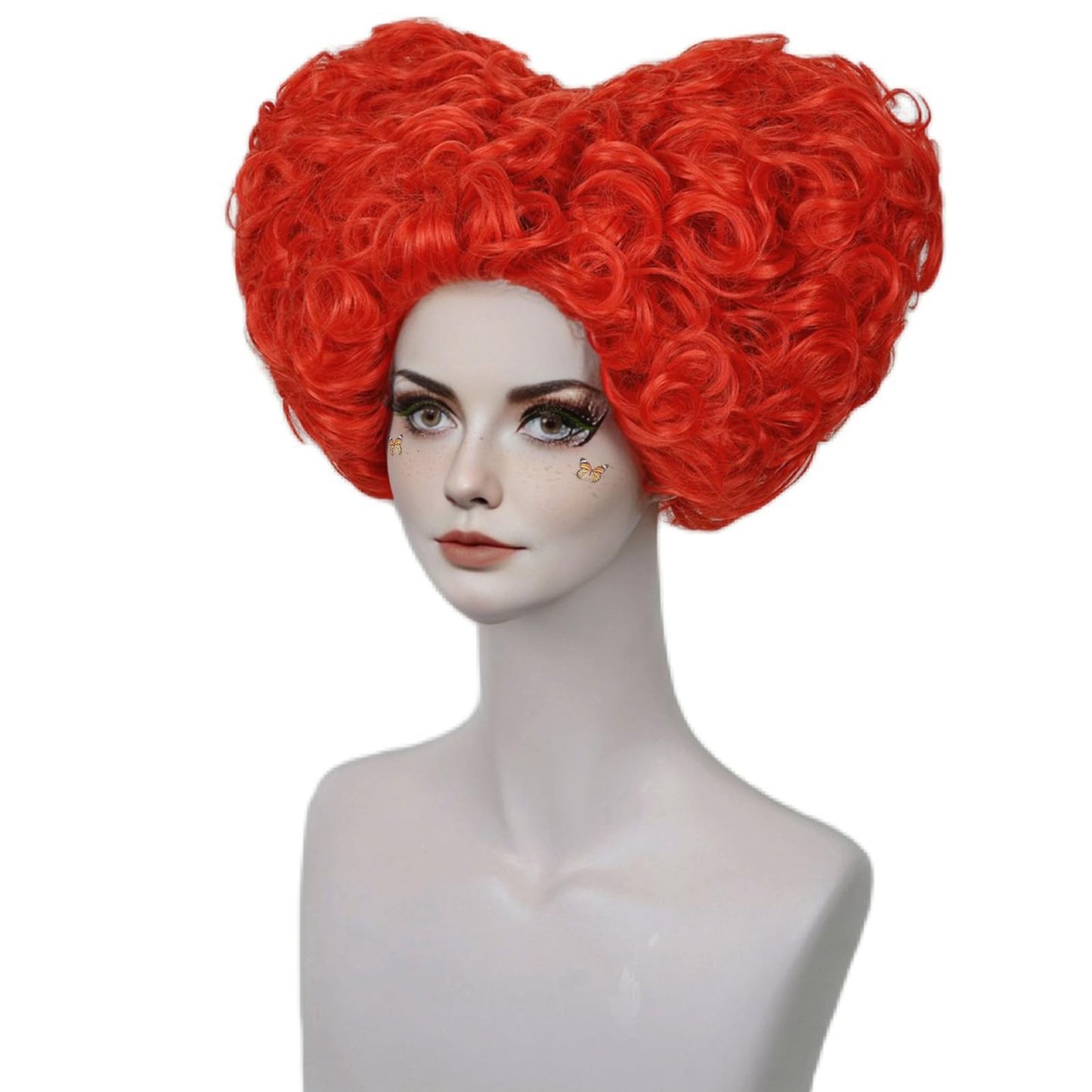 Aicos Red Curly Cosplay Wig Short Beehive Red Curly Anime Costumes Wigs for Women Halloween Cosplay Anime Party Use+Free Wig Cap
