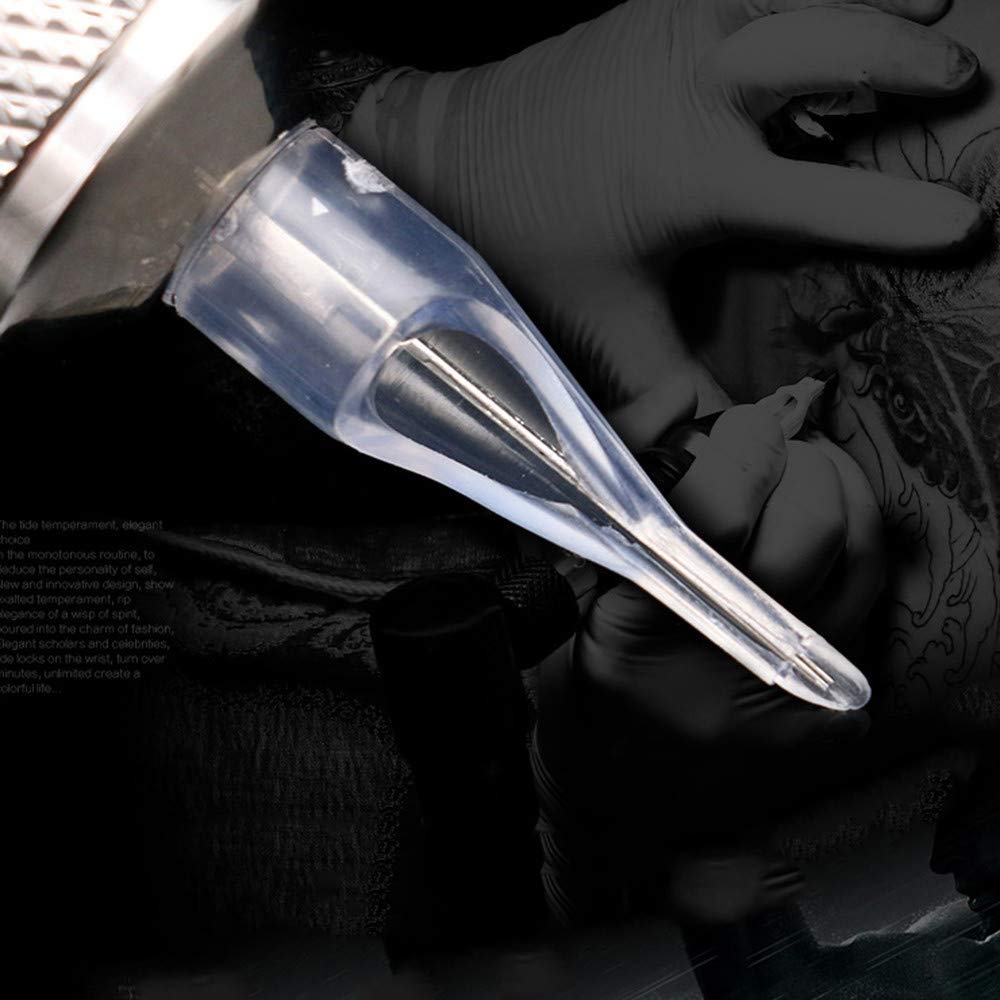 Tattoo Needles and Tips Set - Autdor 50pcs Disposable Mixed Tattoo Needles + 50pcs Assorted Sterilized Disposable Tattoo Tips, 5pcs of each 3rl 5rl 7rl 9rl 3rs 5rs 7rs 9rs 5m1 7m1 3RT 5RT 7RT 9RT 3DT