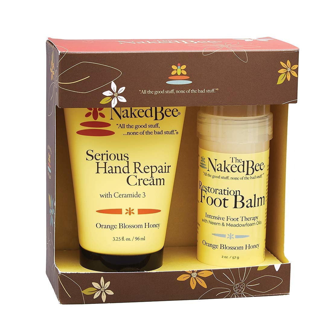 The Naked Bee Orange Blossom Honey Hand and Body Lotion 6.7oz + Honey Serious Restoration for Hands & Feet Gift Set + Orange Blossom Honey Ultra Rich Body Butter 8oz