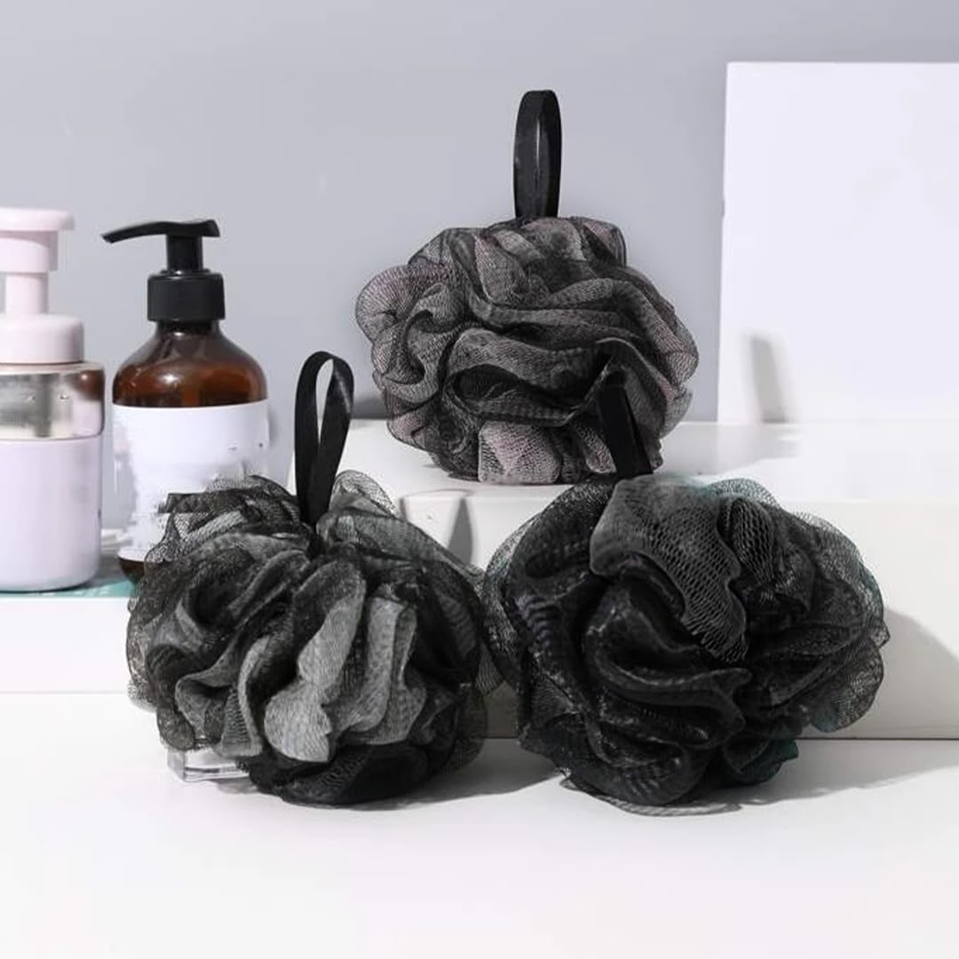 Black Loofah Bath Shower Sponges I (4-Pack) Body Scrubbers for Use In Shower I Bath Sponges for Shower Scrubber for Body I Loofah Exfoliating Body Scrubber Shower Accessories I Body Wash Loofah Sponge