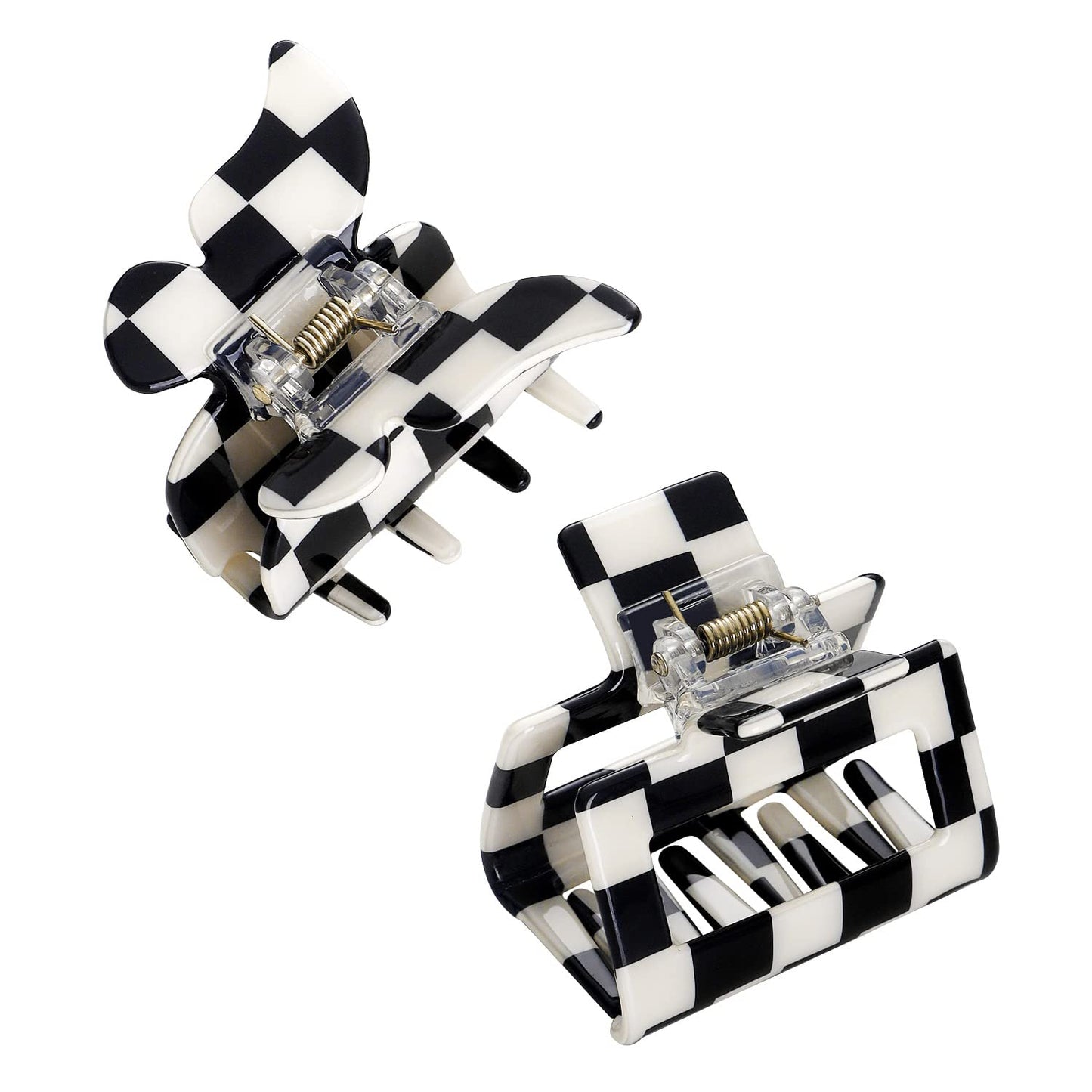 TODEROY Checker Claws Tortoise Barrettes Claw Clips for Women No-Slip Grip Lattice Design Hair Jaw Clips Clamp 80's Aesthetics Large Hair Accessories for Girls