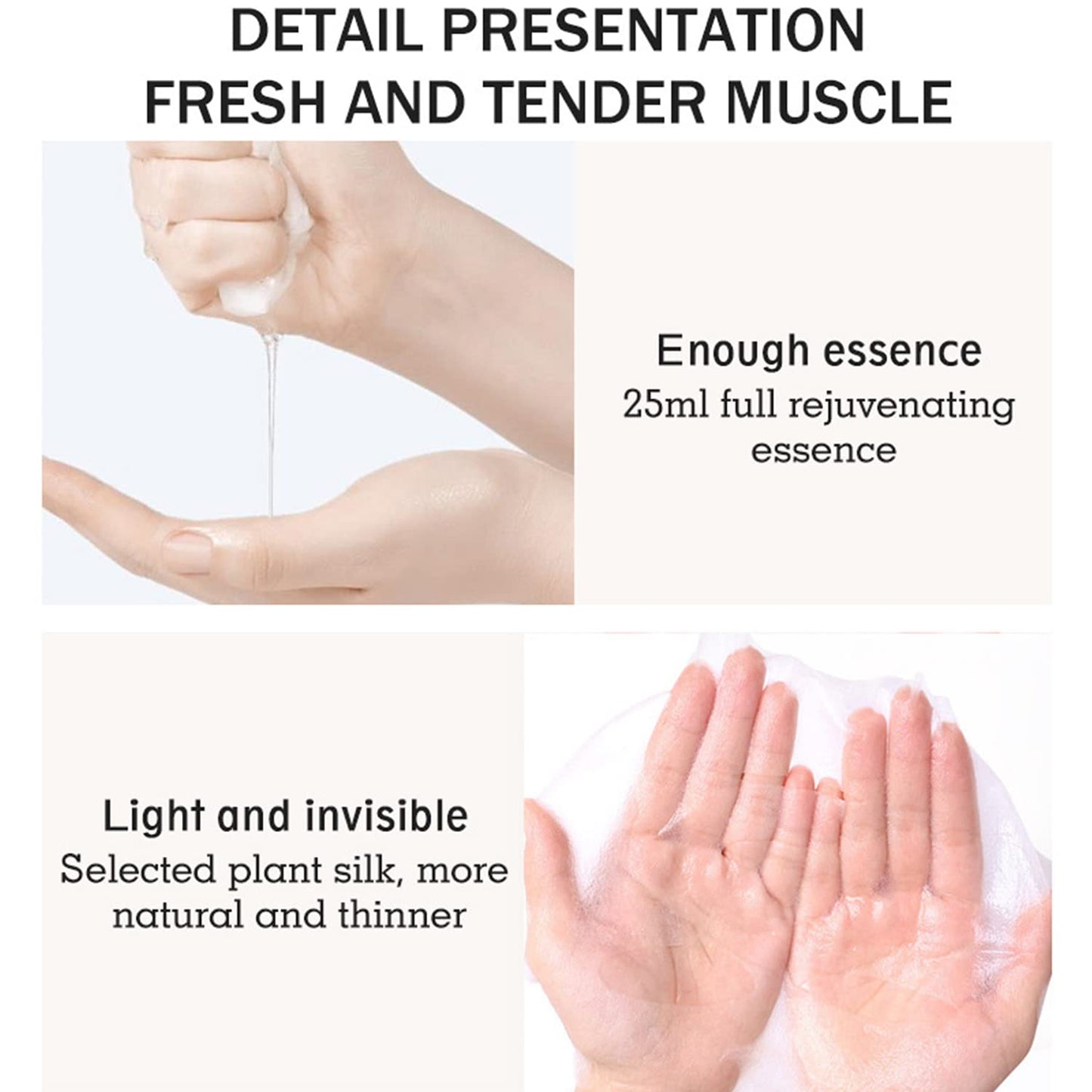 AICHUN BEAUTY Essence Facial Mask Tencel Material Anti-acne Anti-wrinkles After Sun Moisturizing Deep Cleaning Contractive Pore 25ml/0.88fl.oz X 10pcs (VITAMIN C & NICOTINAMIDE(10pcs))