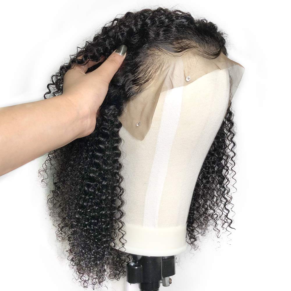 SINGLE BEST Curly Lace Front Wigs Human Hair Pre Plucked Brazilian Kinky Curly Lace Frontal Wig with Baby Hair 9A Natural Hair Wigs for Black Women(18inch)