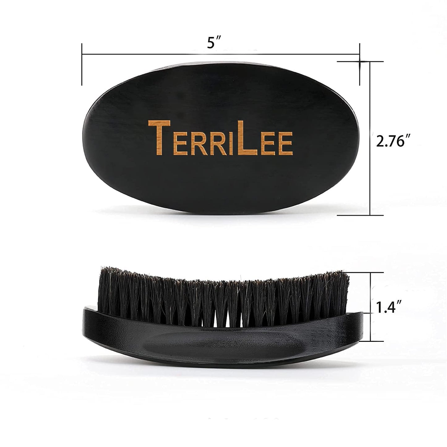Premium Beech and Black Mix Bristle Wave Brush - Curved Medium Hard Brush for Men's Hair Styling