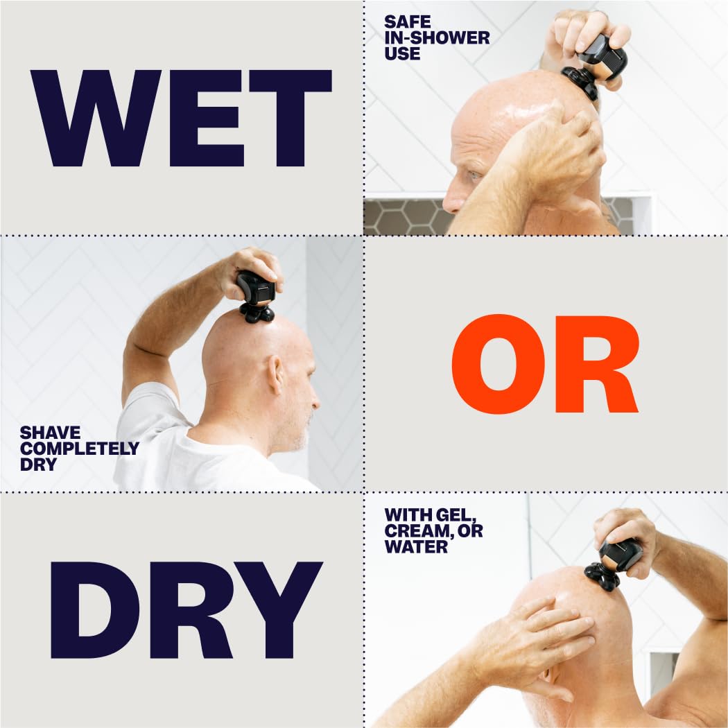 Freebird FlexSeries™ Shaver and Blade - Fast, Smooth, Water-Resistant Electric Head Shaver with 5 Flexible Blades, USB Rechargeable, Ideal for Bald Men and Women