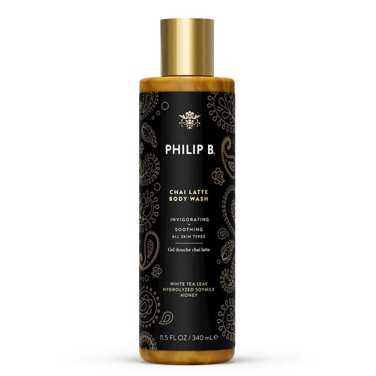 PHILIP B Chai Latte Body Wash 11.5 Fl Oz (340mL) - Invigorating + Soothing, Formulated with White Tea Leaf, Hydrolyzed Soymilk & Honey, for All Skin Types
