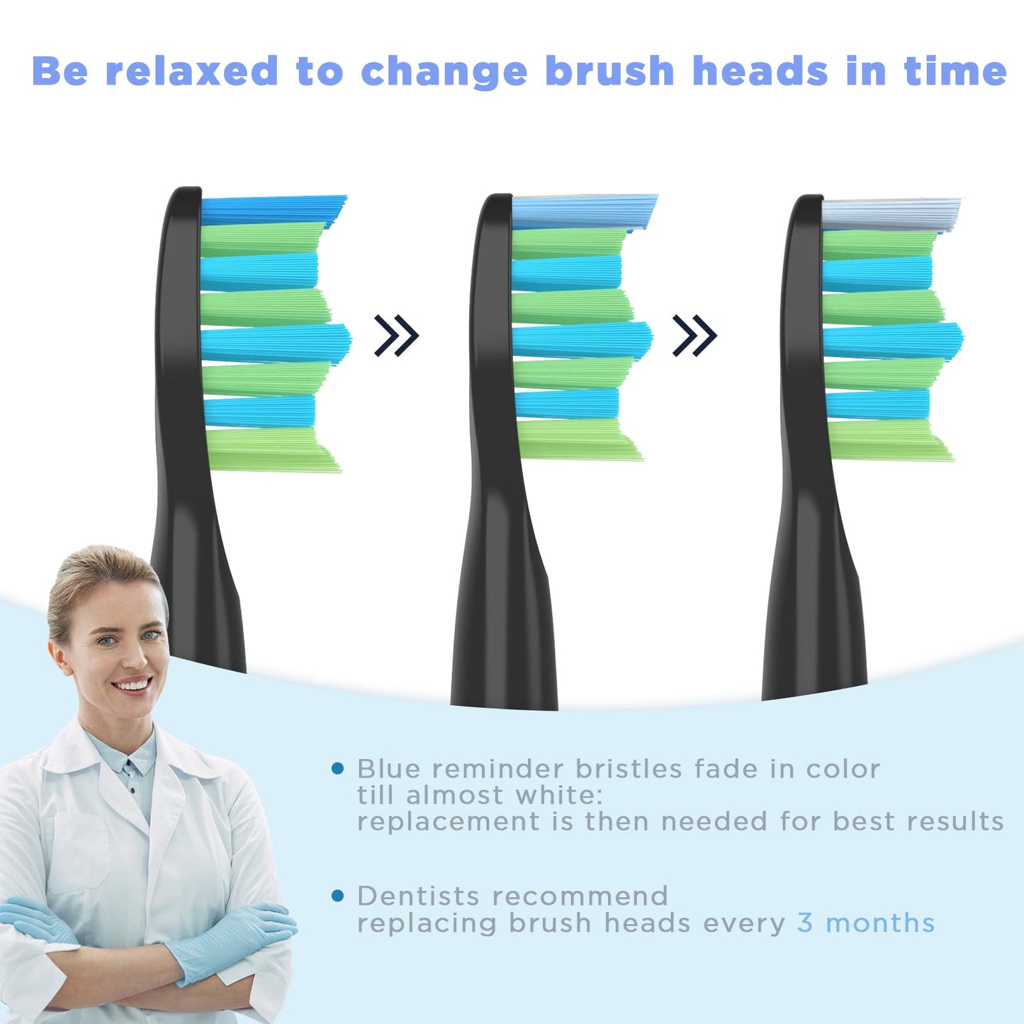 Senyum Toothbrush Replacement Heads for Fairywill,Replacement Brush Heads for Fairy Will, Electric Toothbrush Head for FW-507/508/551/515/917/959,FW-D1/D3/D7/D8, 10 Pack