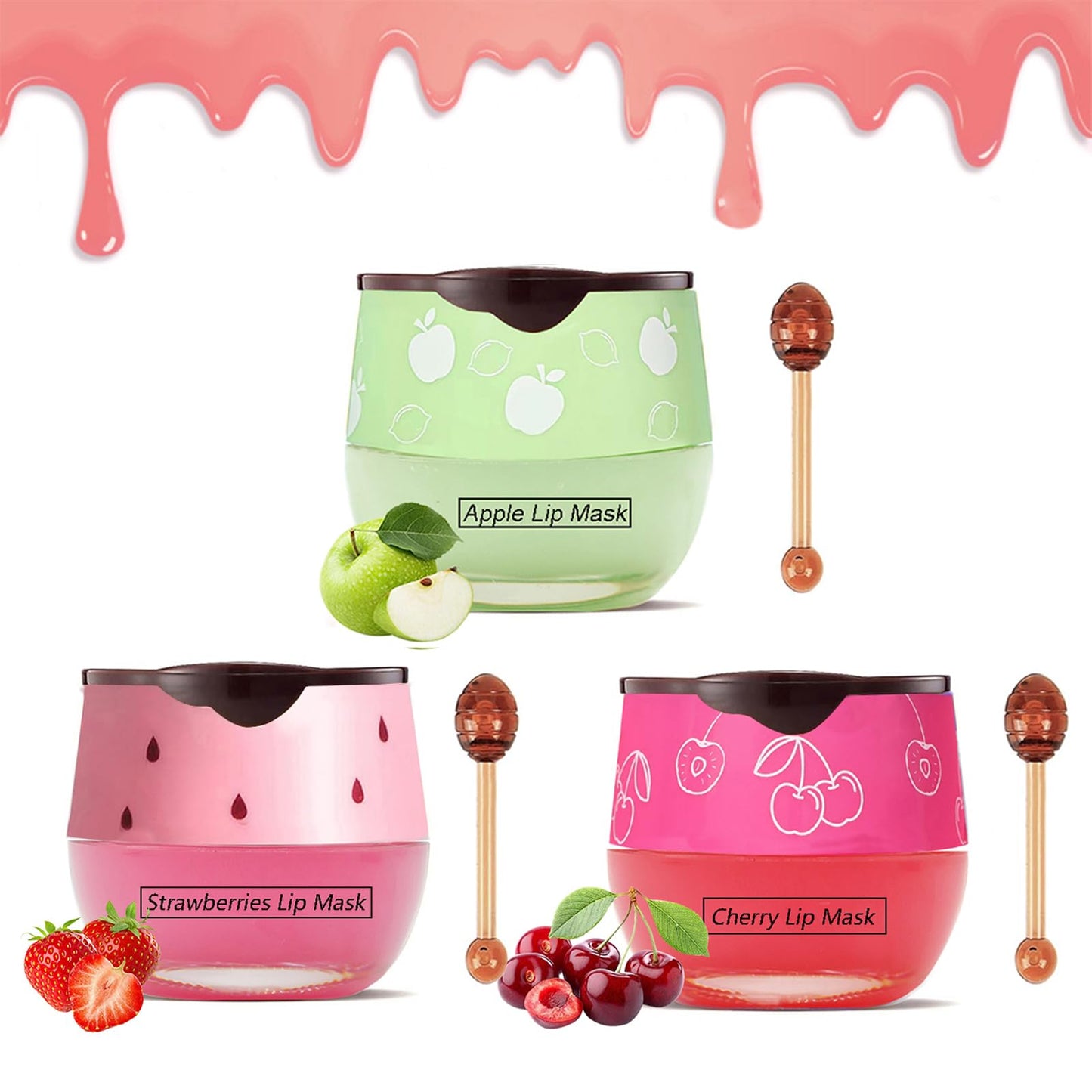 3PCS Bee Lip Balm Honey Pot, Moisturizing Propolis Lip Mask,Hydrating Prevention Dry and Cracked Lip Scrubs Exfoliator,Lip Sleep Mask Reduces Lip Lines Lip Skin Care Products