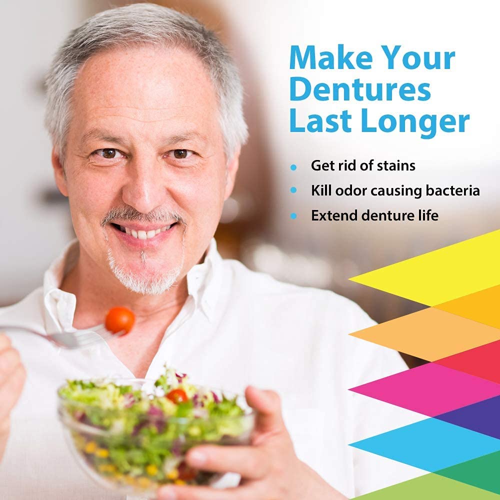 XODENT PREMIUM Denture Cleaning Kit | 2x Denture Cleansing Baths | 2x Strainer Baskets | 2x Soft-Bristle Brushes | 390x Denture Cleaning Tablets | Denture Cleaners