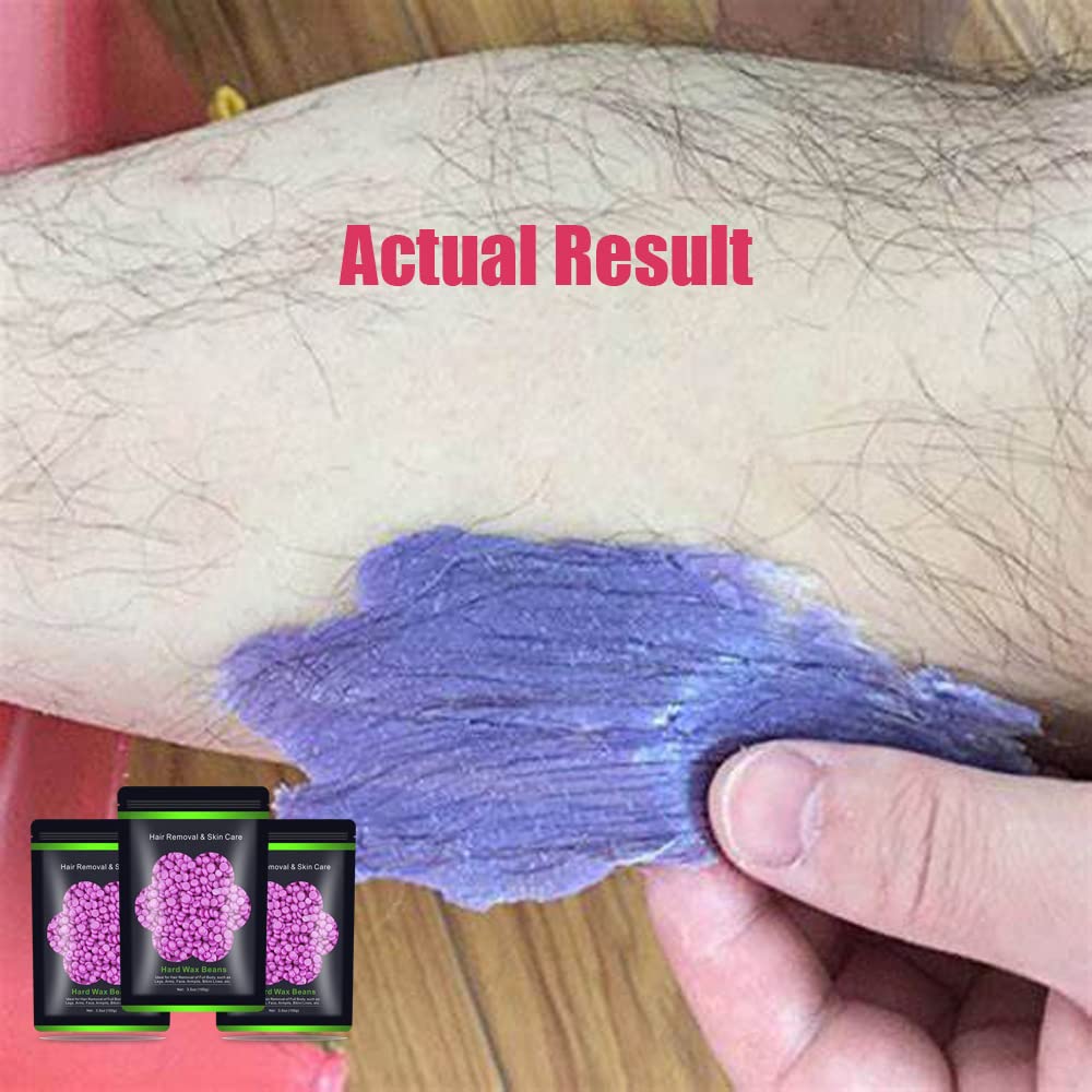 Wax Beads for Hair Removal 10.5 oz (300 g), Auperwel Hard Wax Beads for Sensitive Skin Brazilian, Face, Bikini, Eyebrow, Legs, Painless Waxing Beads for Women Men, 3 packs Wax Kit with 10 Wax Sticks