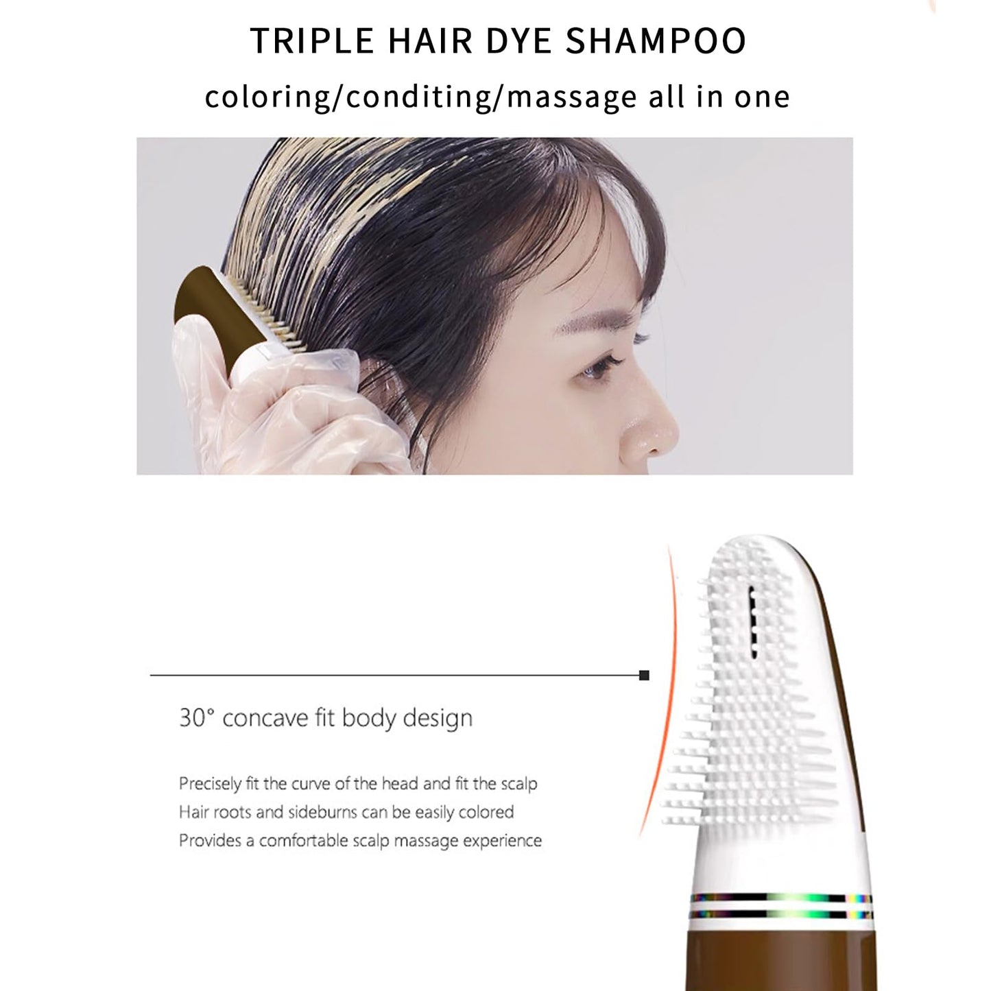Newvenper Black Hair Comb Dye Shampoo For Gray Hair and Beard Coverage,Instant Dye and Long-lasting Hair Color Shampoo in Minutes Travelling Outfit,For Women Men Easy Comb Dyeing 200ML