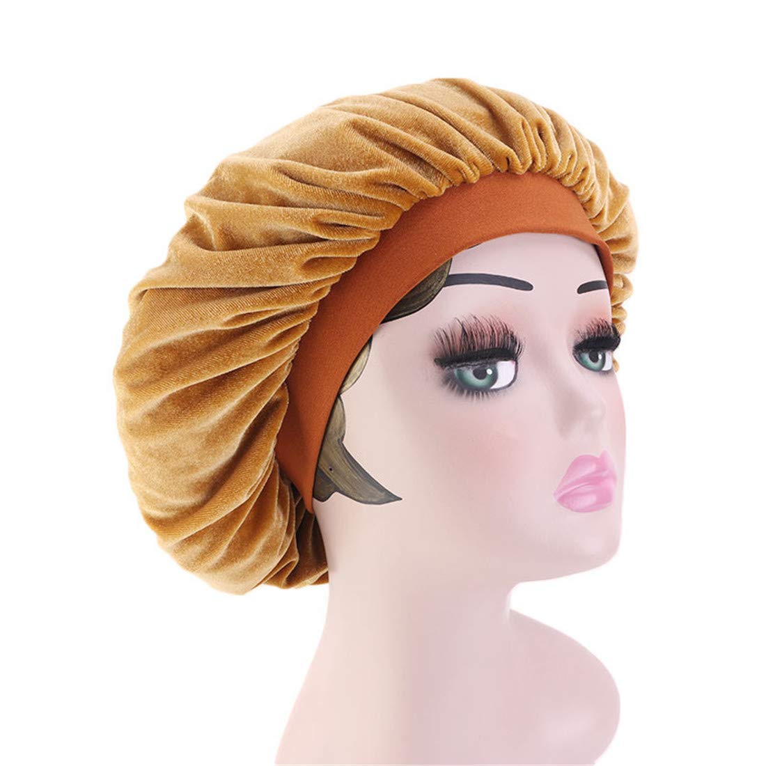 Qianmome Women Chemo Beauty Salon Night Sleep Cap Head Cover Velvet Bonnet Hat durag Sleeping Caps
