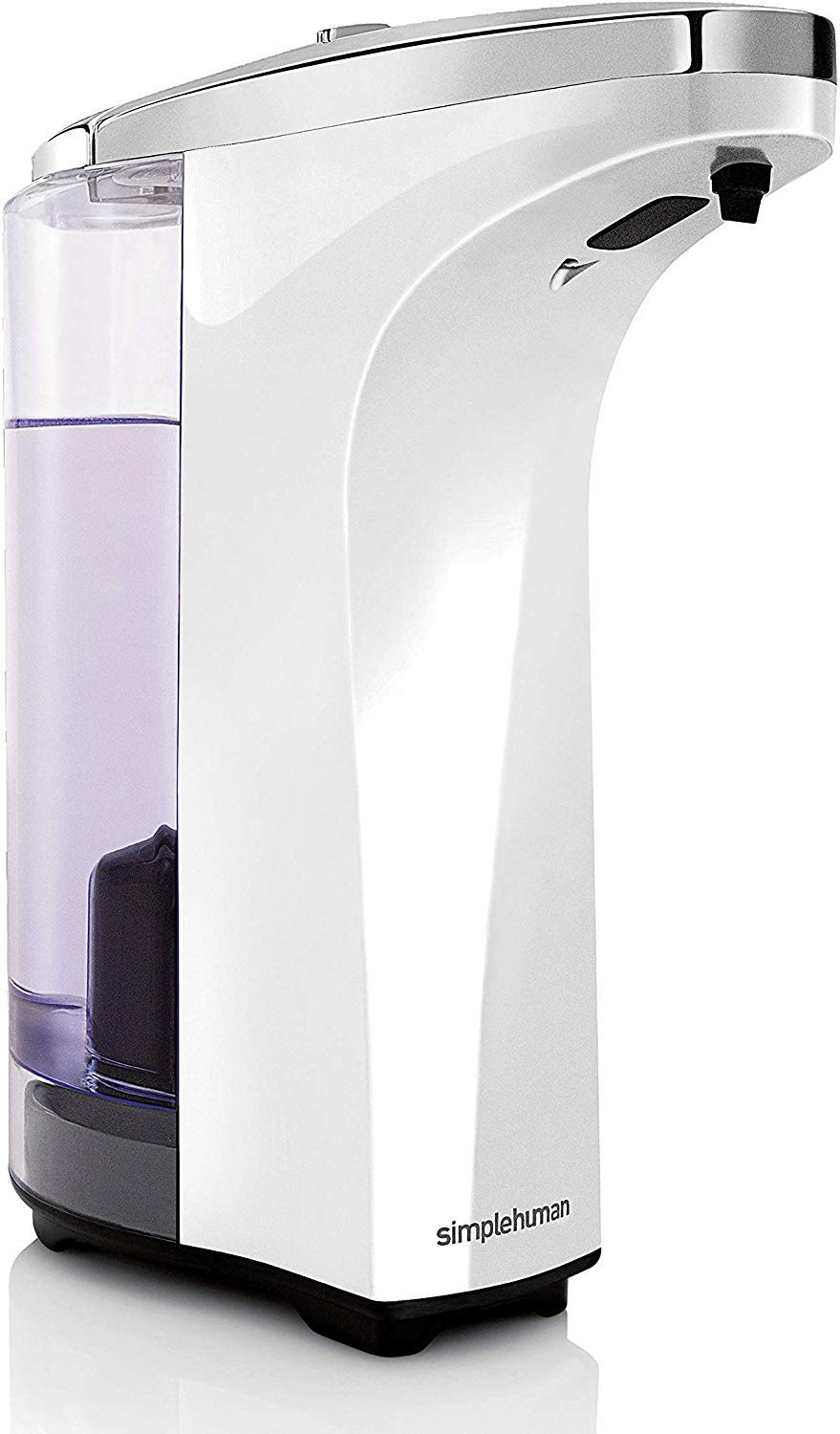 simplehuman 8 oz. Touch-Free Sensor Liquid Soap Pump Dispenser with Soap Sample, White & Lavender Moisturizing Liquid Hand Soap Refill Pouch, Purple, 34 Fl Oz