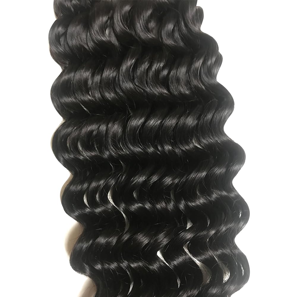 TIJRLGVBN Boho Knotless Braids Human Hair Micro Braids Extension Hair Deep Curly Human Bulk Hair 16 Inch 1pack (3bundles(300g) Natural Black Color