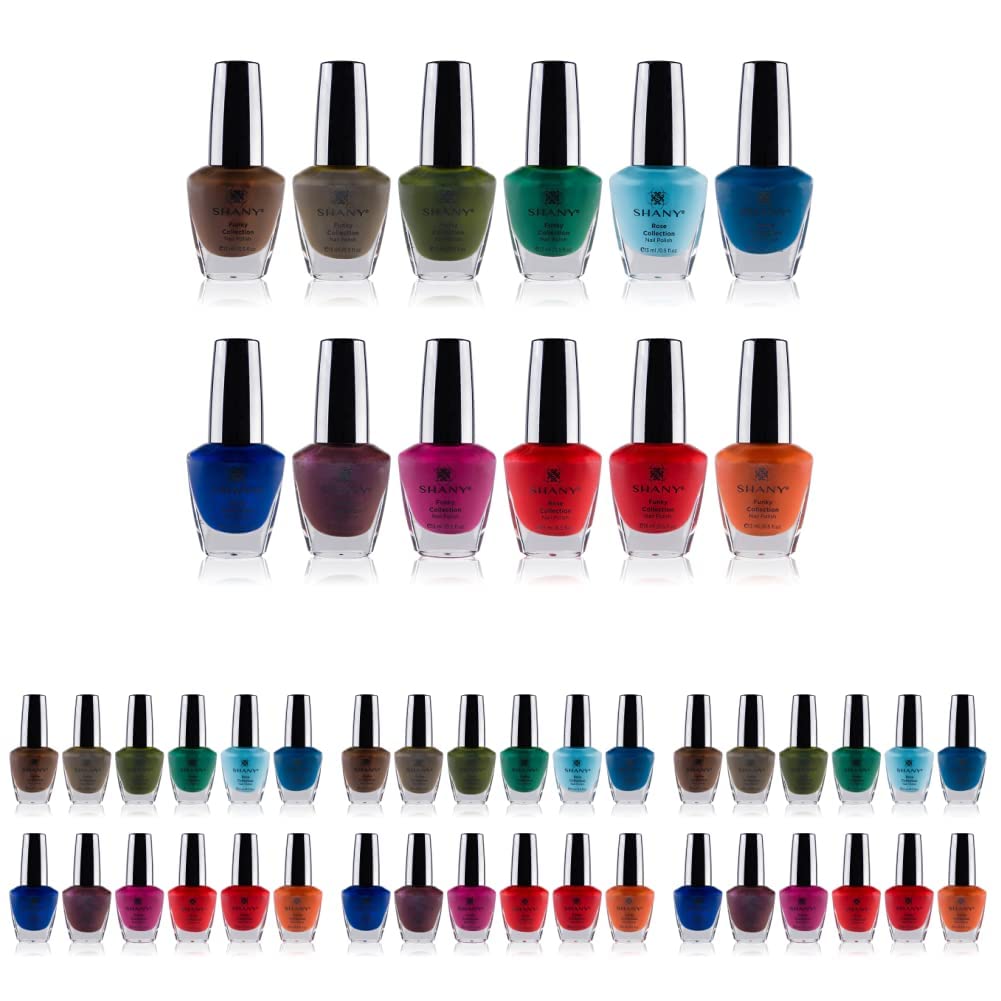 SHANY Cosmetics Nail Polish Set - 12 Bold and Quirky Shades in Gorgeous Semi Glossy and Shimmery Finishes - Funky Collection (Pack of 4)