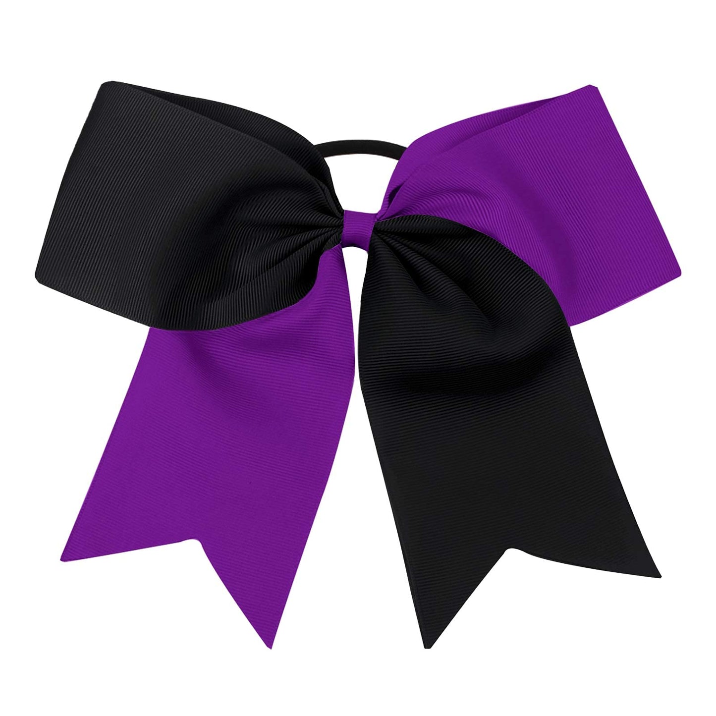 16PCS 8" Large Cheer Hair Bows Ponytail Holder Elastic Band Handmade for Cheerleading Teen Girls College Sports (Black/Purple, 16 Count (Pack of 1))