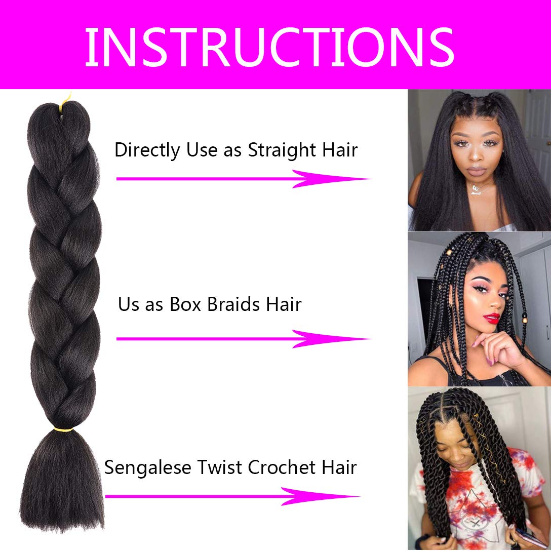 Braiding Hair Extensions 24 Inch Braiding Hair for Women Synthetic Ombre Jumbo Hair Extension for Crochet Braids Hair Hot Water Setting (24 Inch, Ombre Black to Deep green to Green)