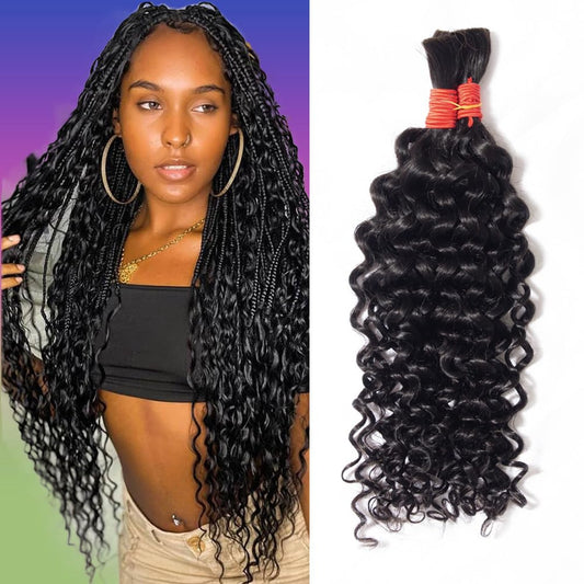 YOMIO Human Braiding Hair Water Wave Bulk 28 Inch 100g (1Pack-2Bundles) Human Hair for Braiding No Weft Human Hair Bundles for Braiding Wet and Wavy Human Hair Braiding Hair for Boho Braids