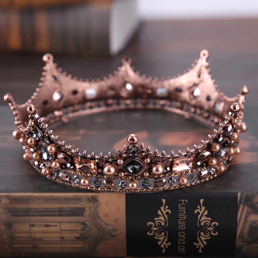 Bmirth Wedding Crown and Tiara Gold Crystal Bridal Princess Queen Crown Baroque Rhinestone Tiaras Hair Accessories for Women and Girls (style 4)