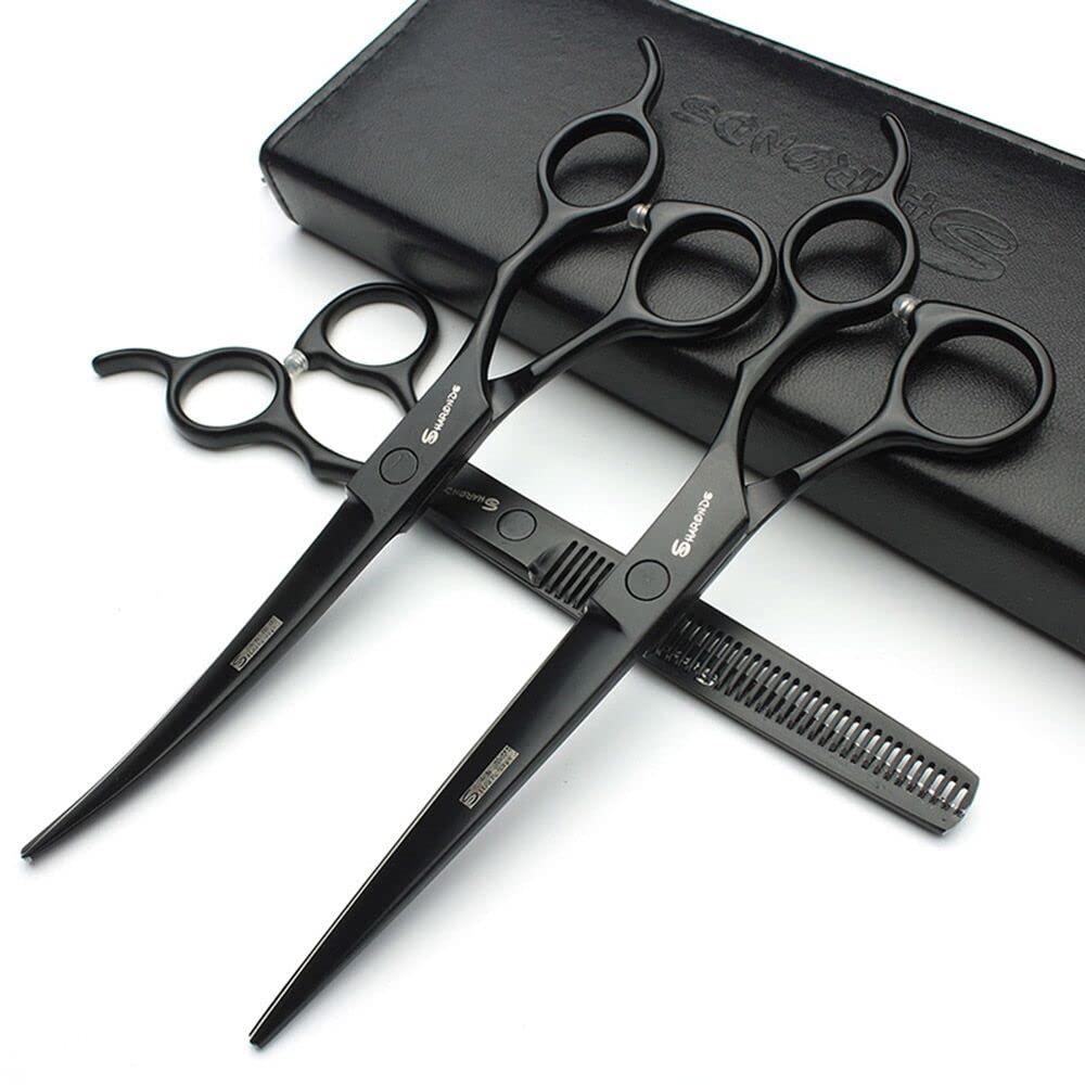 SHARONDS 7 Inch Stainless Steel Professional Barber Scissors Hair Thinning Scissors Hairdresser or Home Hairdresser Variant/Hybrid Scissors (7 inch-3pc)