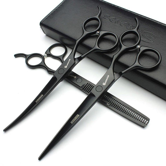 SHARONDS 7 Inch Stainless Steel Professional Barber Scissors Hair Thinning Scissors Hairdresser or Home Hairdresser Variant/Hybrid Scissors (7 inch-3pc)