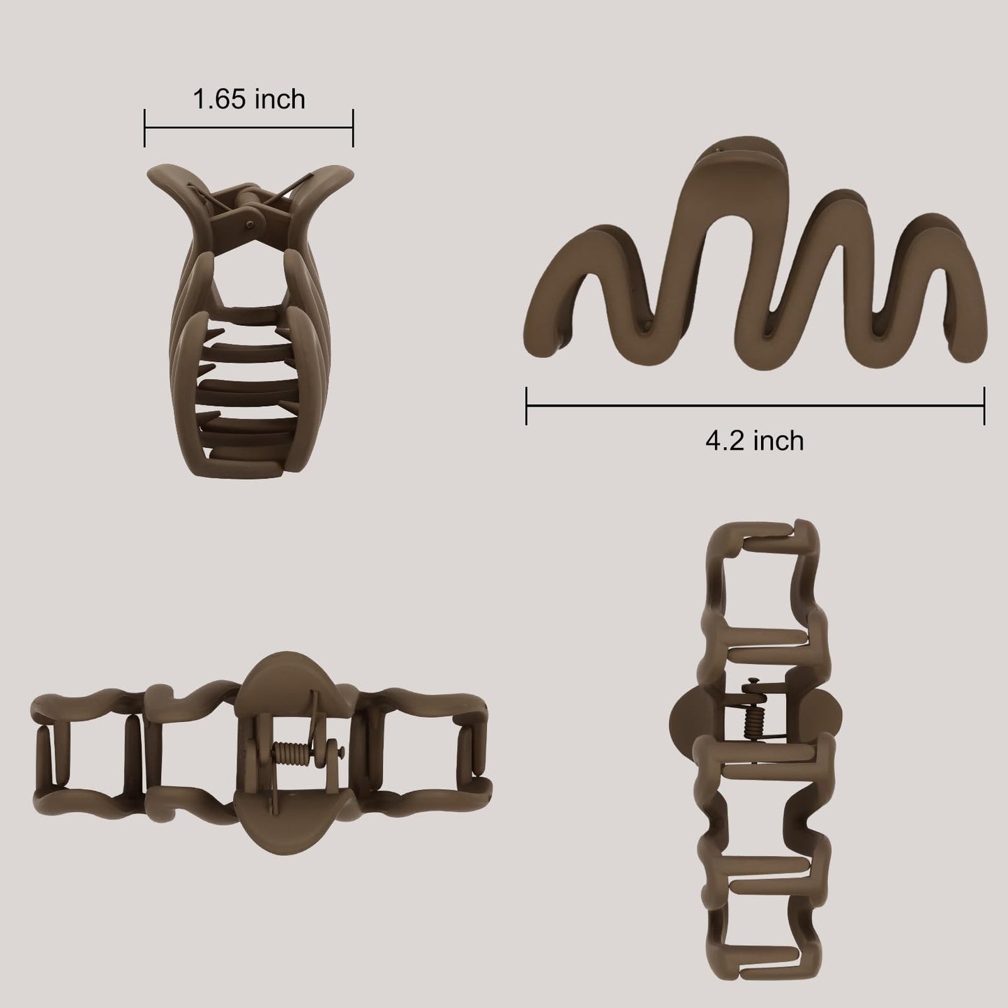 4Pcs Wavy Claw Clips for Women Large Hair Clips for Thick Hair Matte Hair Clip Claw for Women's Hair Cute Non Slip Claw Hair Clip Fashion Hair Accessories