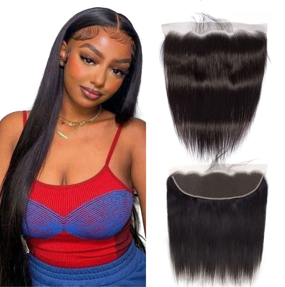 13x4 Ear to Ear Transparent HD Lace Frontal Closure Straight Human Hair Frontal With Baby Hair 100% Brazilian Human Hair Lace Frontal Closures 150% Density Natural Color 16 Inch