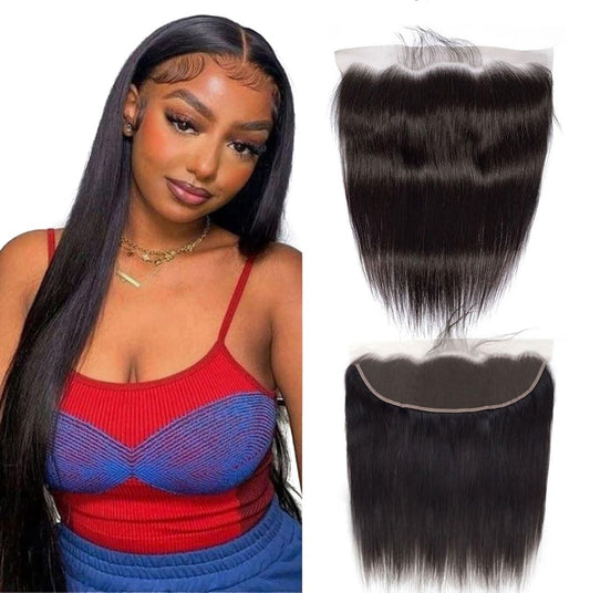 13x4 Ear to Ear Transparent HD Lace Frontal Closure Straight Human Hair Frontal With Baby Hair 100% Brazilian Human Hair Lace Frontal Closures 150% Density Natural Color 16 Inch