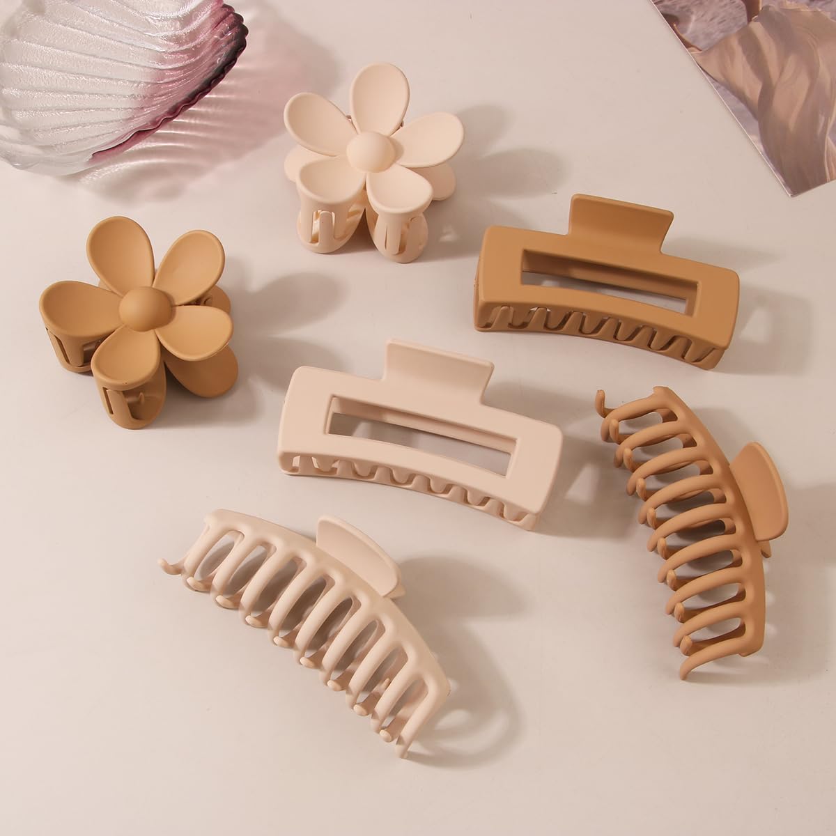 6 Pack Large Hair Clips, Strong Hold for Thick & Thin Hair, Multi-Color Claw Clips for Women & Girls