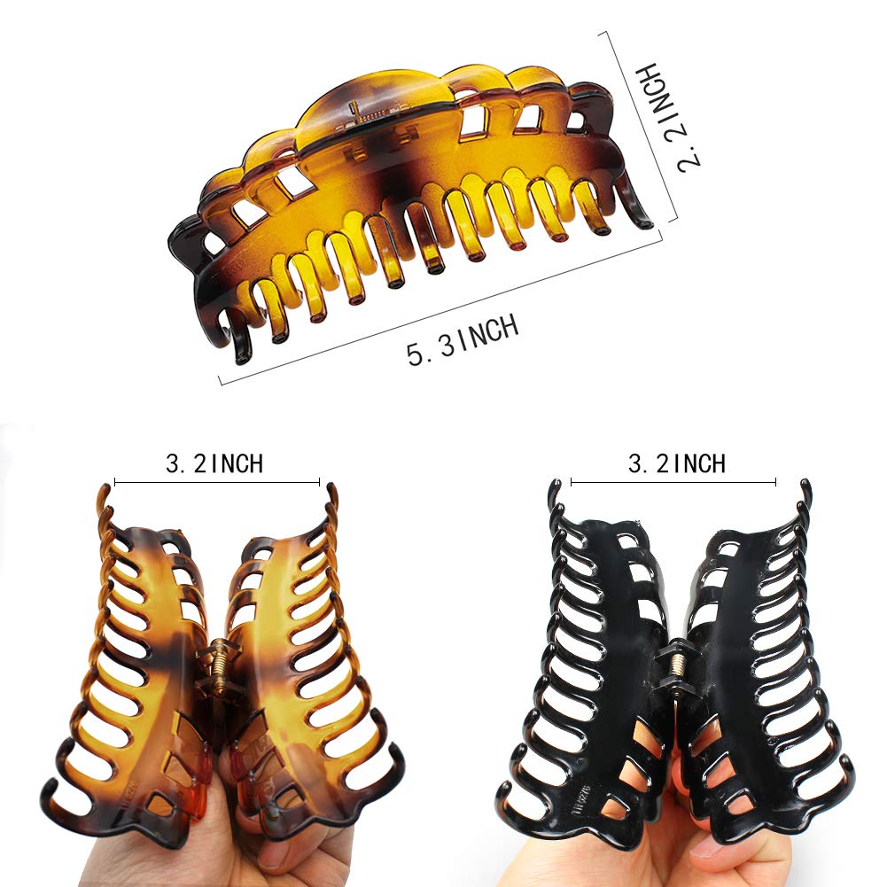 ACCGLORY Ex-Large Plastic Hair Claw Clips for Women Big Hair Clips for Long Thick Hair Updo Strong Holding Jaw Clamps Jumbo Hair Clip