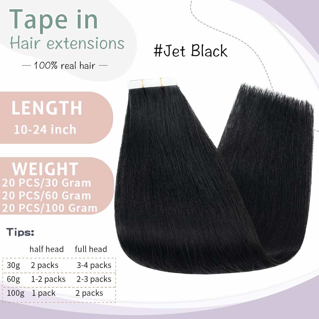 S-noilite Rooted Tape in Hair Extensions Human Hair Tape in Human Hair Seamless Skin Weft Invisible Double Sided Glue in hair for women Silky Straight 20Pcs 60g 22 Inch (#01 Jet Black)