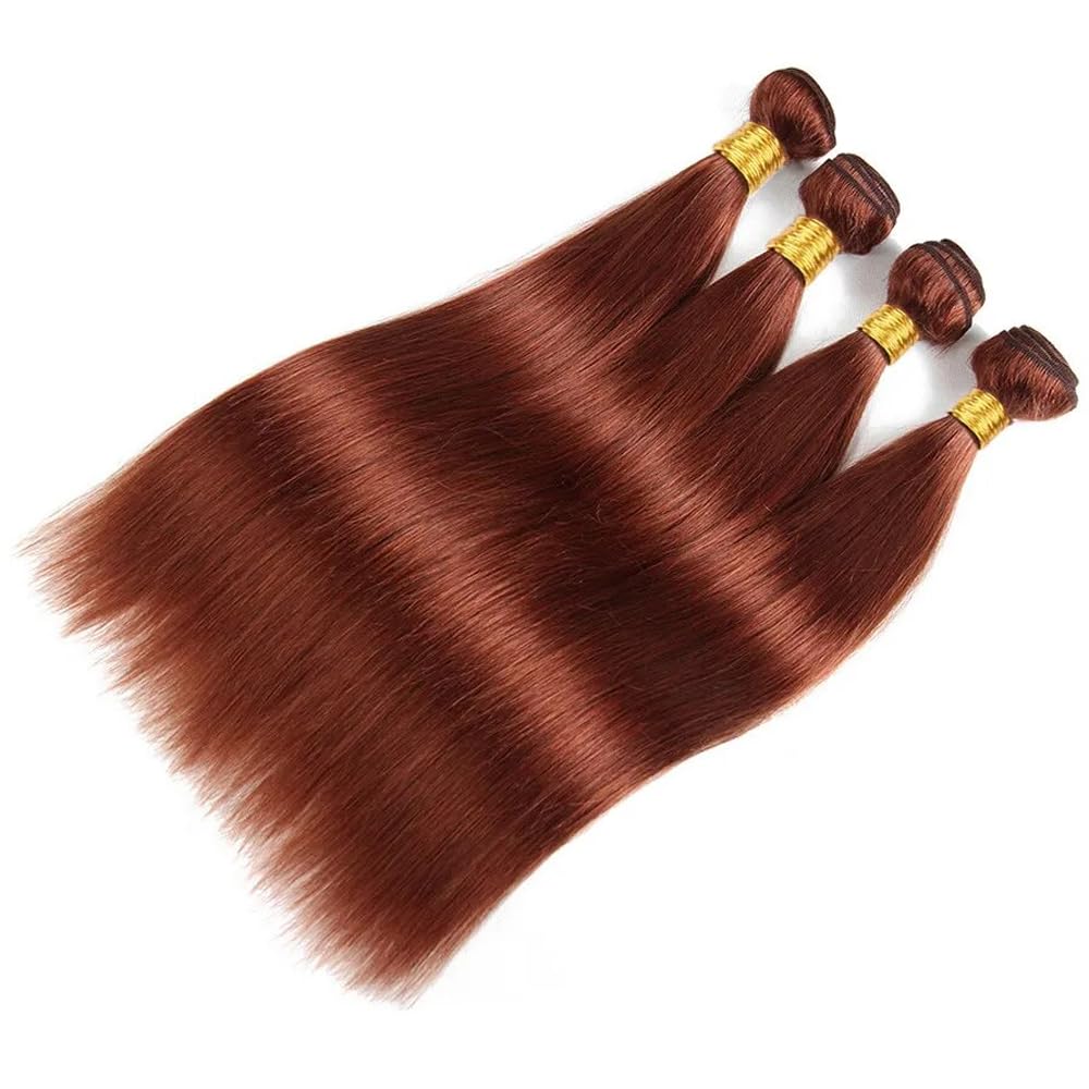 Reddish Brown Straight Bundles Human Hair Copper Red Bundles Color 33 Human Hair Auburn Straight Bundles Double Weft Brazilian Human Hair Bundles Silky and Soft for Black Women 20 20 20 Inch