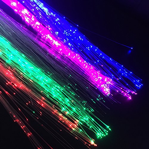 Wiekose LED Flashing Fiber Optic Hair Accessories - Multicolor Changing Barrettes for Party, Dancing, and Braiding (10 Pieces)