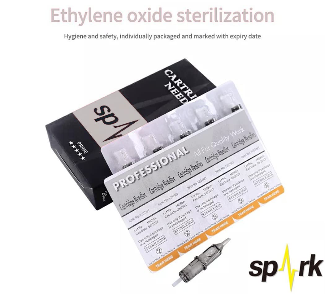 Tatmax International (1RL) 20PCS Spark Disposable Premium Tattoo Cartridge Needles Standard #12 Needles Round Liners (1RL)