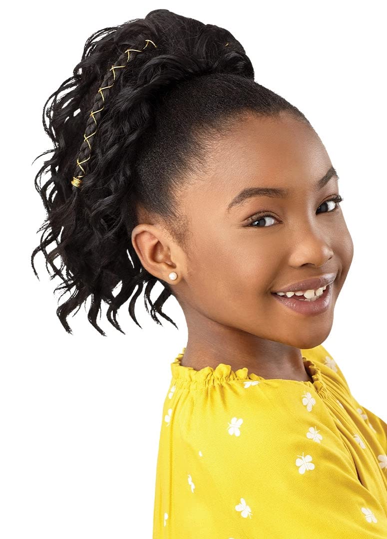 Outre Lil Looks Drawstring Ponytail GOLD ACCENTED NATURAL WAVE 12″ (2T1/30)