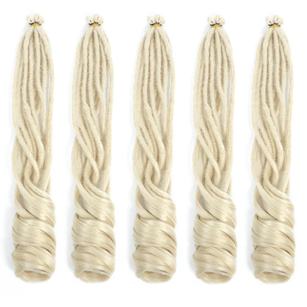 Ajsowju Loose Wave Dreadlocks Synthetic French Curly SE Dreadlock Extensions 24inches 10 Strands Thin Soft Spanish Curly SE Dreadlock Extensions for Women (10 Strands, 613#)