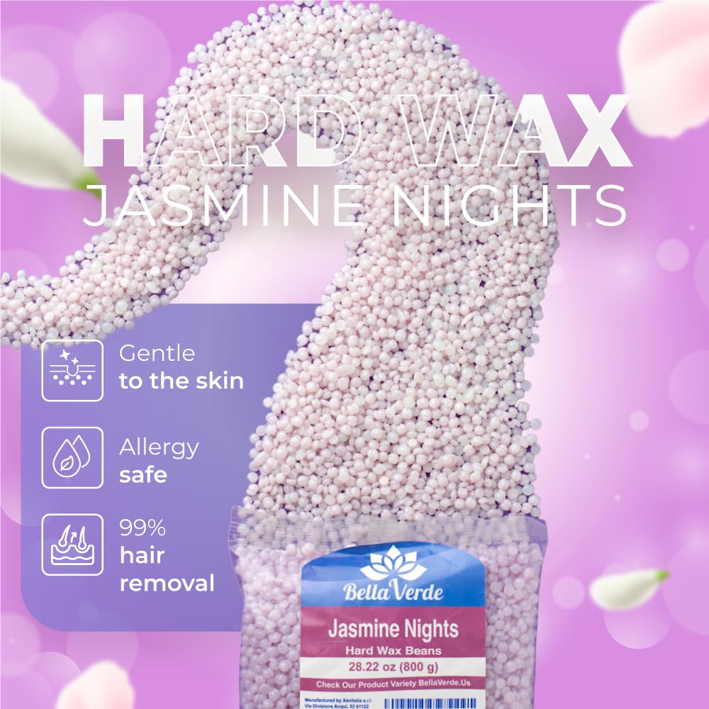 Bella Verde Waxing Kit - Home Wax Kit for Women and Men - Wax Warmer - 5+1 Packs of Wax Beads - Pre & Post Wax Spray 20 Wood Sticks - Hard Wax Beans for Brazilian Body Legs Eyebrows Face Lips