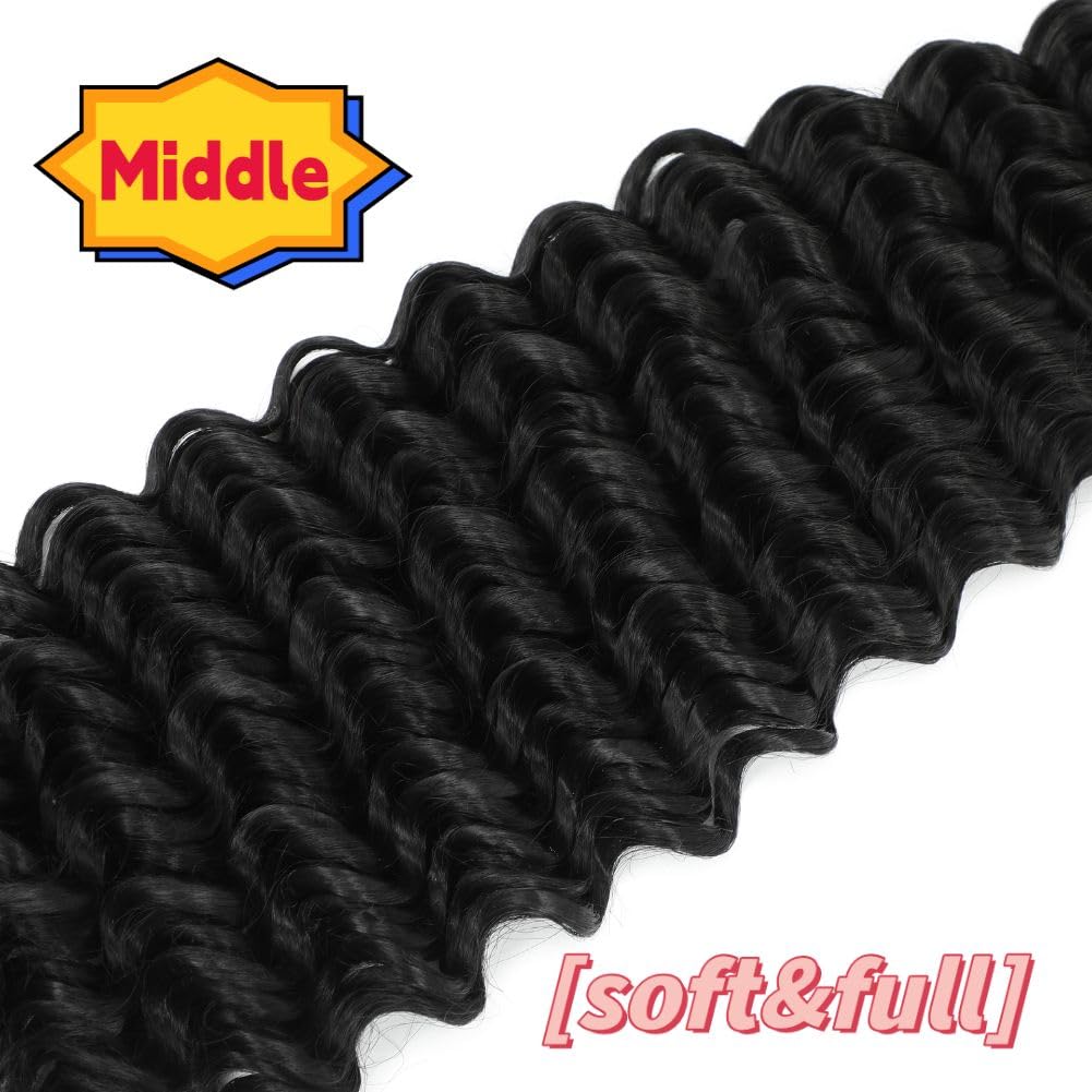 Braiding Hair Boho Hair for Braiding Deep Wave Braiding Hair for Woman Boho Braids Wet and Wave, Bulk Braiding Hair For Micro Braids Curly Deep Bulk 20 Inch Nature Black