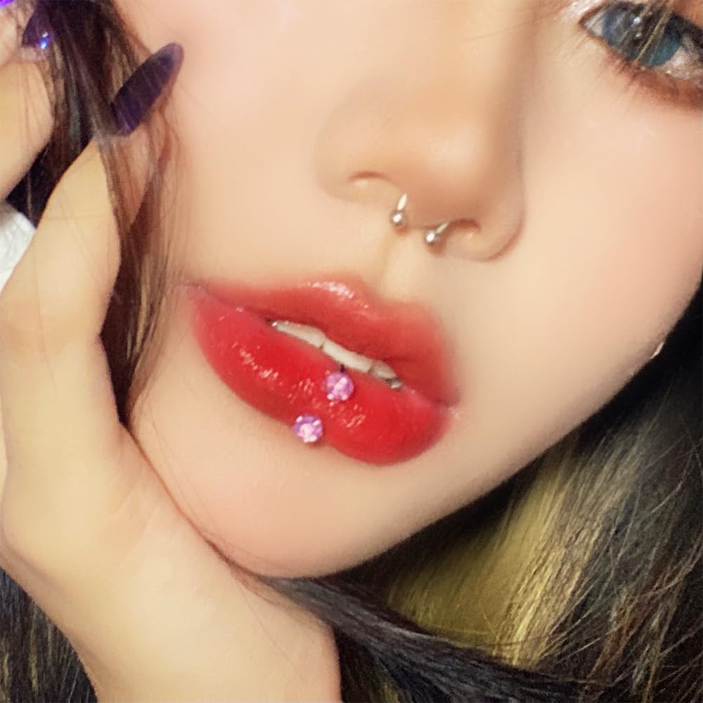 AM RONG MAGIC Self Lip Piercing Gun Kits,Professional Body Piercing Kit for Lip/Navel/Tongue/Ear/Nose/Belly Button, Safe Piercing Gun Kits, Body Piercing Tool Kits (white-lip piercing kit)