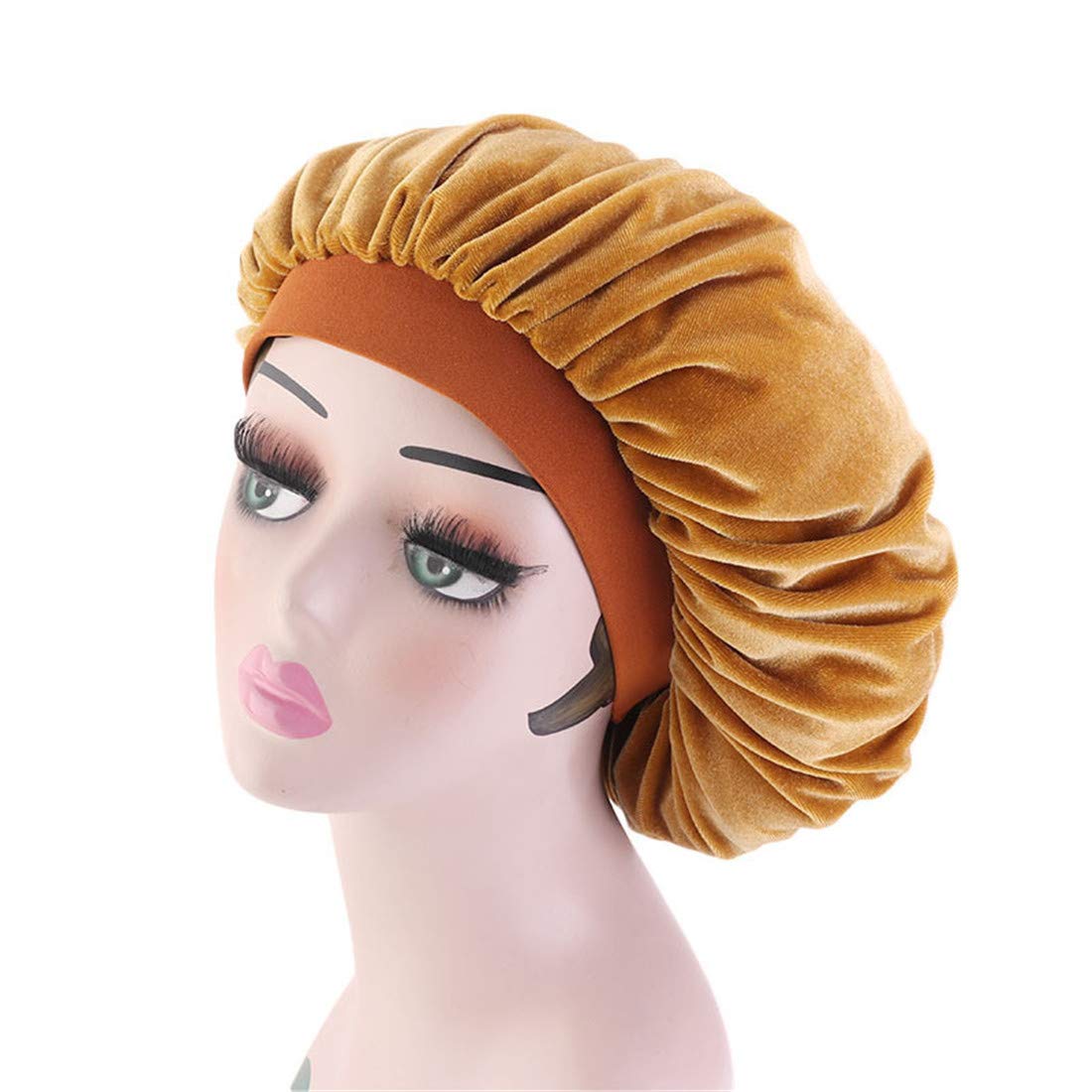 Qianmome Women Chemo Beauty Salon Night Sleep Cap Head Cover Velvet Bonnet Hat durag Sleeping Caps