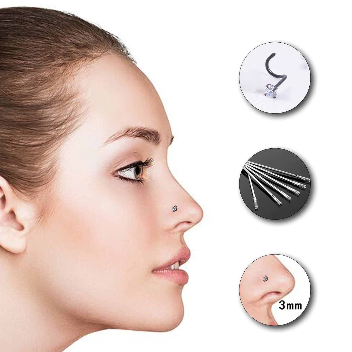 Unihubys Piercing Kit - 22Pcs Professional Nose Piercing Kit 20G Nose Rings Studs Piercing Needles Piercing Clamps Gloves Stainless Steel Body Jewelry for Womens Mens Piercing Kit