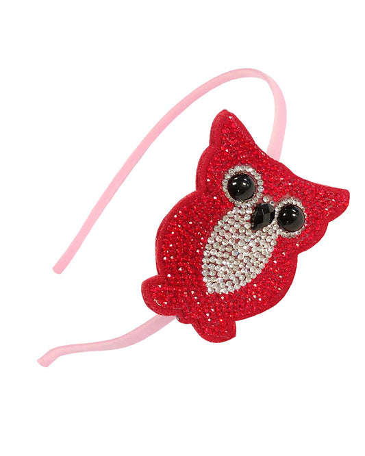 Bowbear Crystal Party Headband, Red Owl