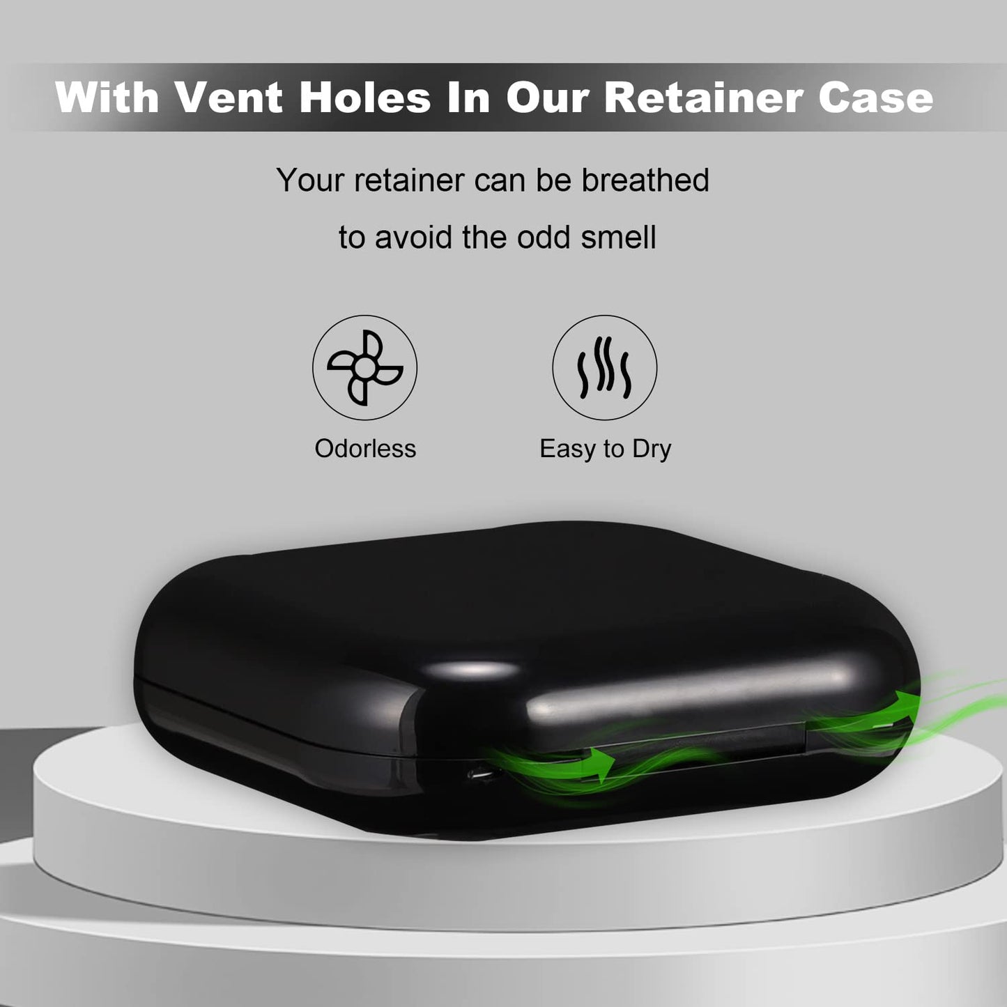 Retainer Case, Slim Aligner Case with Mirror, Compatible with Invisalign, Night Guard and Mouth Guard, Premium Retainer Case, With Aligner Remover Tool, Chew & Brush, Black